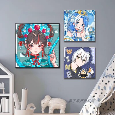 蛋仔派对拟人化数字油画diy填色涂色手工绘儿童卡通油彩装饰挂画