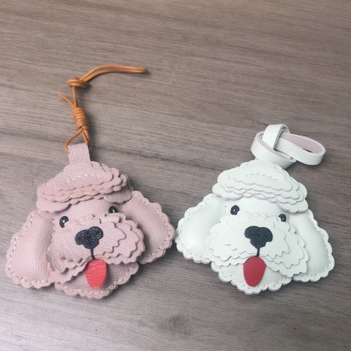 进口法国羊皮头层羊皮手工制作泰迪狗狗挂件