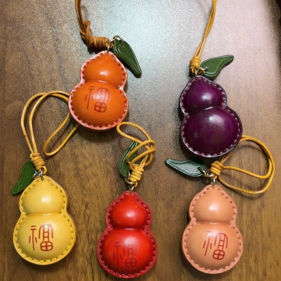 头层牛皮真皮葫芦挂件钥匙扣挂饰如愿以福葫芦带叶子葫芦牛皮真皮