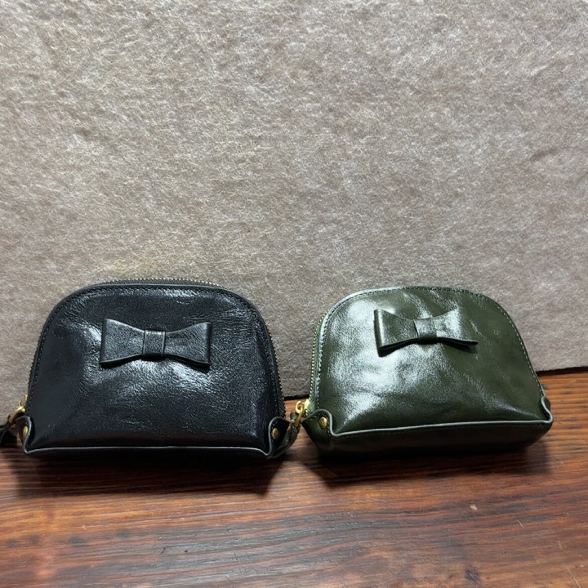 头层牛皮蝴蝶结女贝壳小包手拿小钱包荔枝纹钥匙零钱包