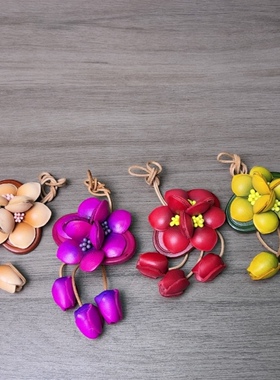 头层牛皮手工制作桂花柠檬黄色蝴蝶兰花挂件