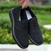 老北京布鞋 春秋一脚蹬休闲爸爸鞋 男防滑耐磨工作鞋 透气防臭帆布鞋