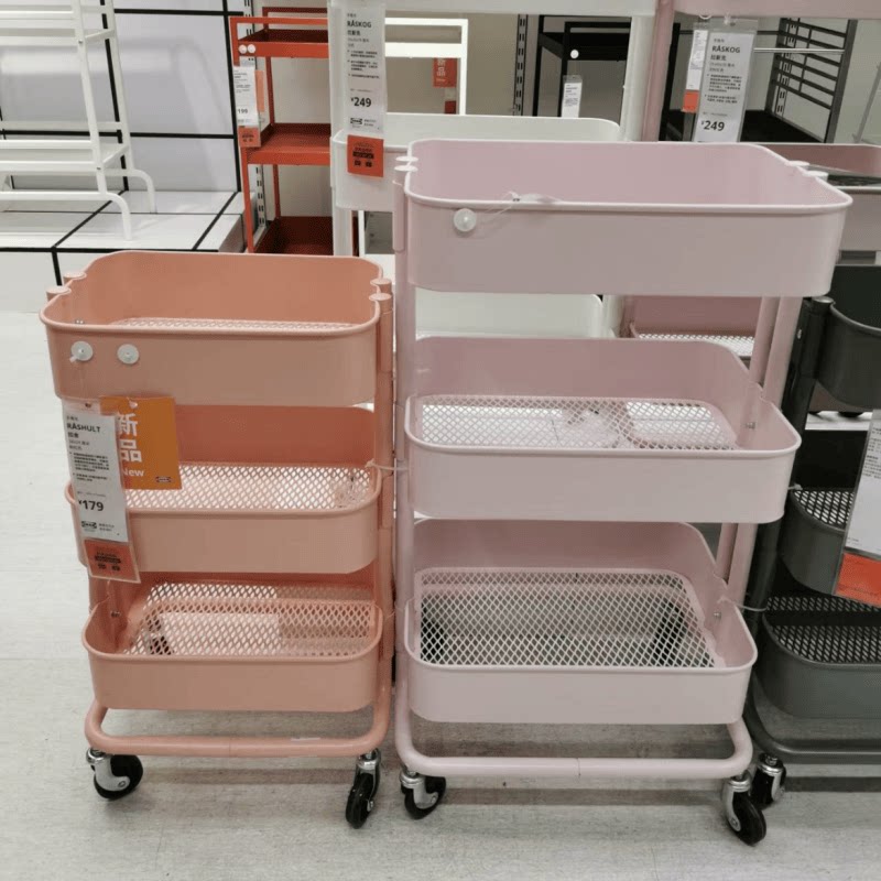 拉舍小推车家用零食置物架多层可移动收纳架大容量宿舍神器高颜值