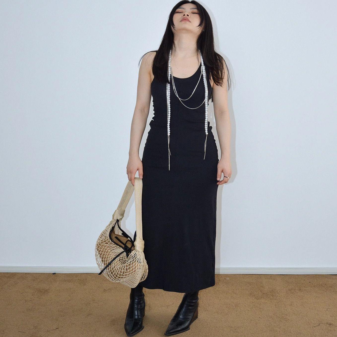 小众设计高弹针织收腰螺纹连衣裙