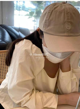 韩代潮牌depound姜涩琪同款刺绣字母d/p棒球帽鸭舌帽春夏牛仔拼色