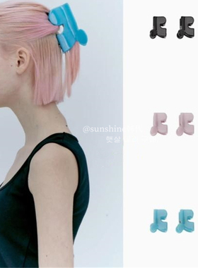 韩代潮牌rest and recreation个性创意LOGO鲨鱼夹发夹头饰发抓