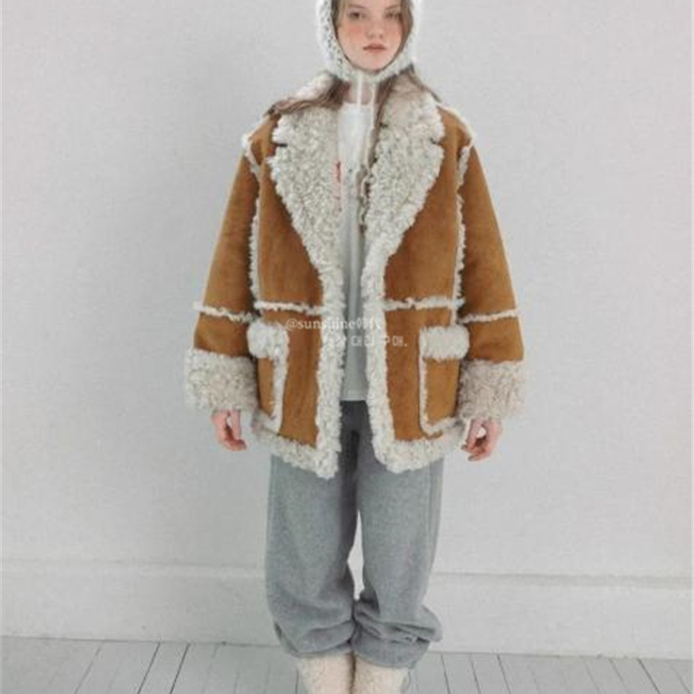 正品皮毛一体两面穿羊羔毛外套