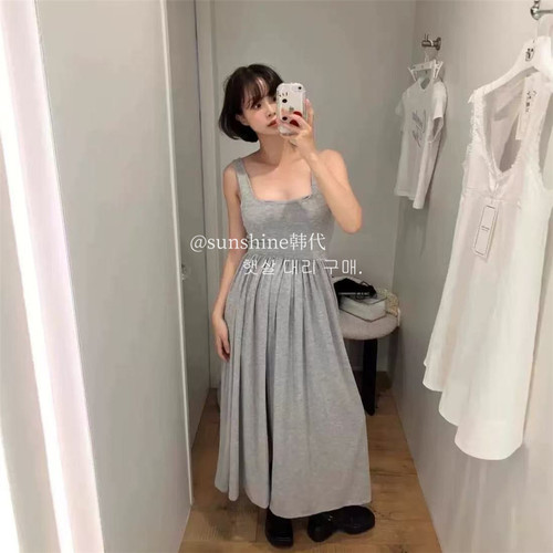 正品极简轻熟风无袖吊带连衣裙