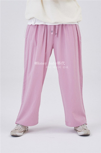 韩代潮牌ooowl刺绣笑脸美式复古裤子男女抽绳宽松直筒垂感休闲裤