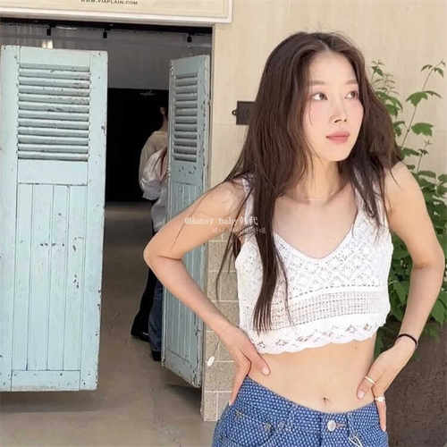 直邮正品镂空吊带甜美钩针背心