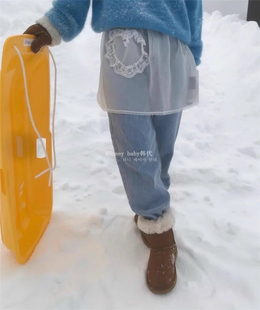 韩代潮牌freckle爱心蝴蝶结蕾丝雪纺玫瑰刺绣围裙feve同款半身裙