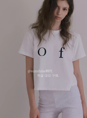 韩代潮牌overdue flair新款of字母logo字母印花简约T恤短袖上衣女