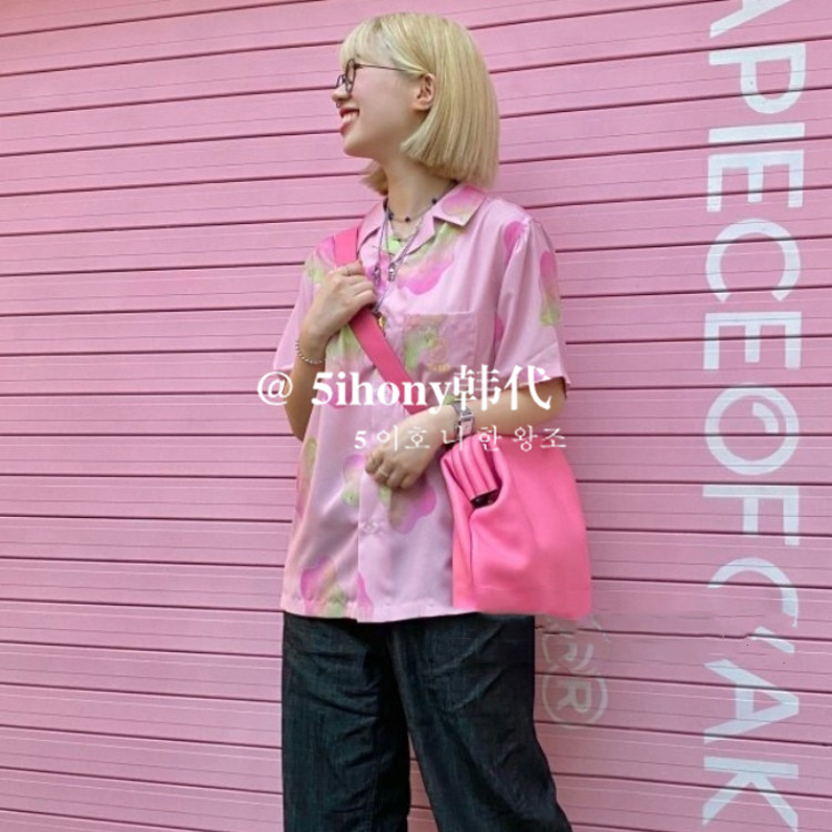 韩代软糖apoc马卡龙色短袖衬衫