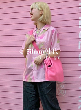 韩代潮牌A Piece Of Cake小熊软糖 APOC 马卡龙色 夏威夷短袖衬衫