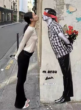 韩代潮牌Jennie金智妮同款 2000archives设计师品牌 微喇裤裙裤女