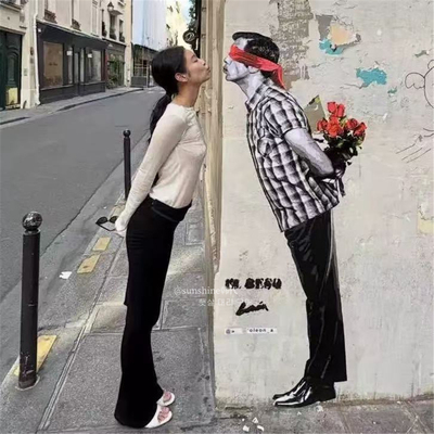 正品两件黑色微喇叭裤裙女休闲裤