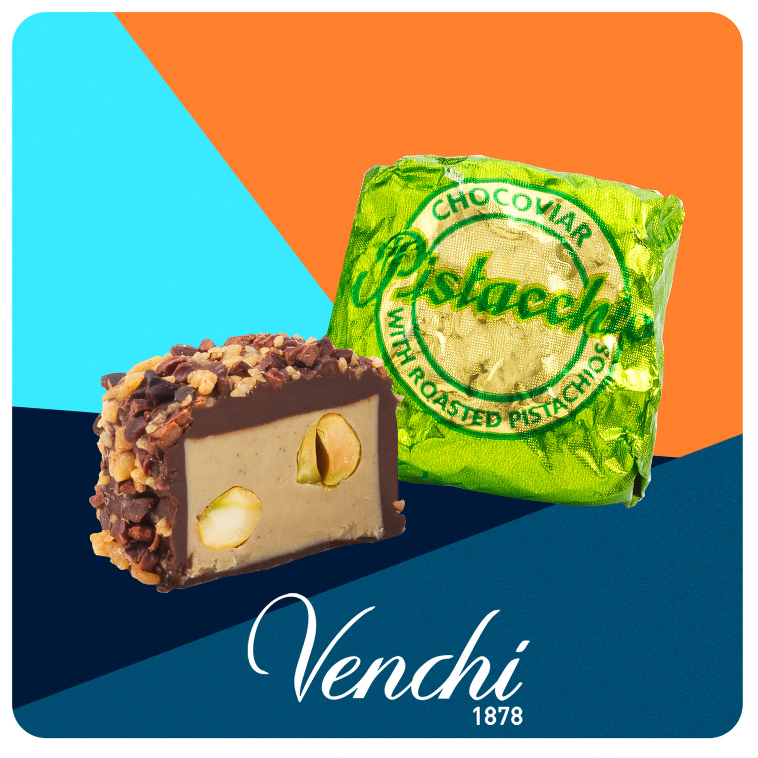 意大利闻绮venchi盐焗开心果杏仁榛子酱夹心鱼子酱状黑巧克力喜糖