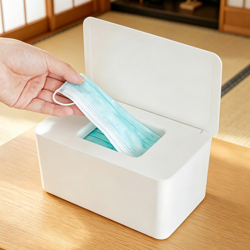 家用大容量带盖防尘口罩收纳盒