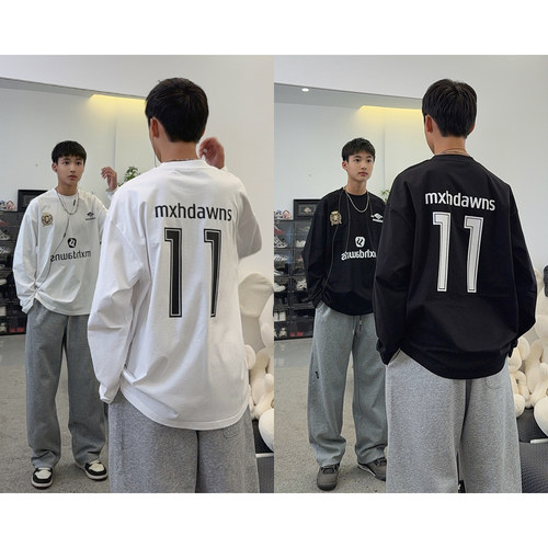 CX3878小赖家青少年2026秋季新款时尚男大童潮款T恤长袖宽松上衣