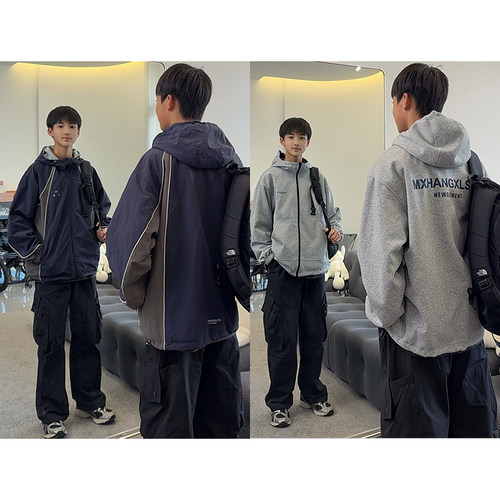 WT1658小赖家青少年2026新款春款双面穿外套男大童宽松上衣潮牌