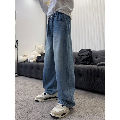 K4096小赖家秋款季新款青少年加长款牛仔裤大童宽松阔腿长裤潮
