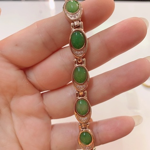 台湾KOTO健康防辐射时尚宝石钛锗磁疗手链绿色猫眼石玉女手链