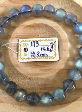 天然冰种灰月光拉长石手链强光蓝彩光月光石水晶手串饰品高档礼物