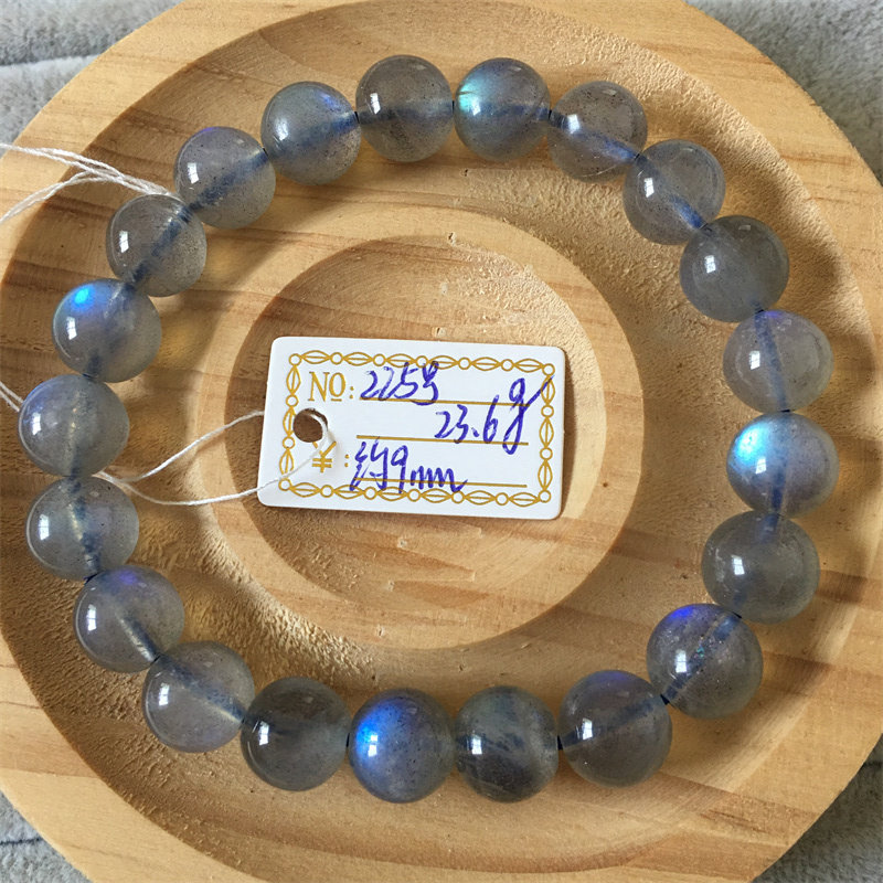 天然冰种灰月光拉长石手链手串强光全蓝光彩光月光石水晶饰品礼物