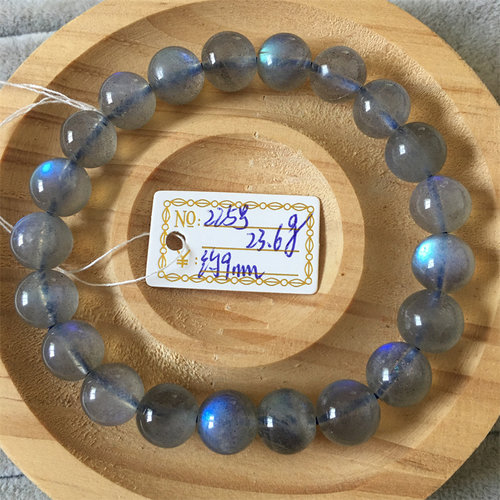 天然冰种灰月光拉长石手链手串强光全蓝光彩光月光石水晶饰品礼物