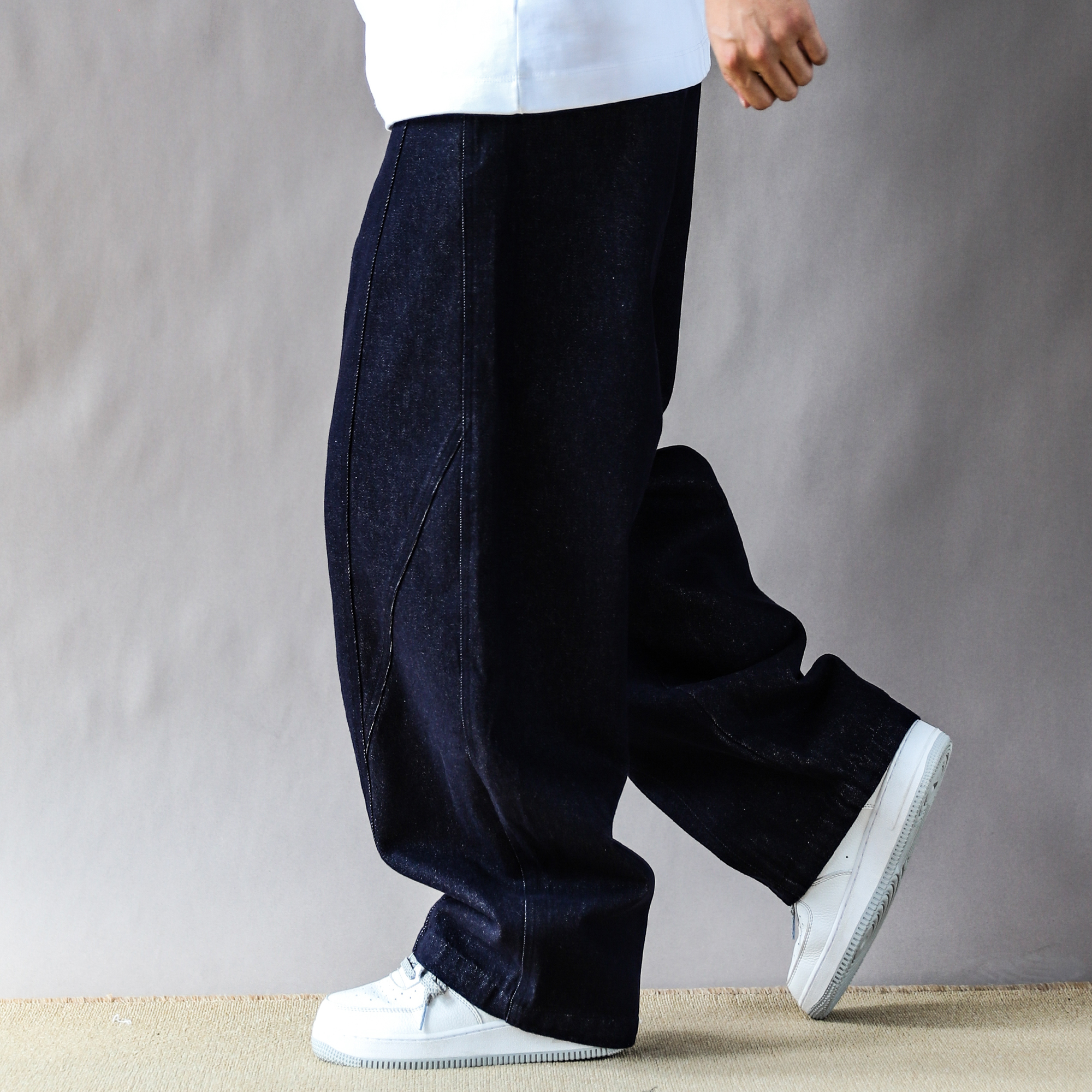 美式复古阔腿牛仔裤男春秋宽松休闲2025新款潮牌潮流直筒裤长裤蓝