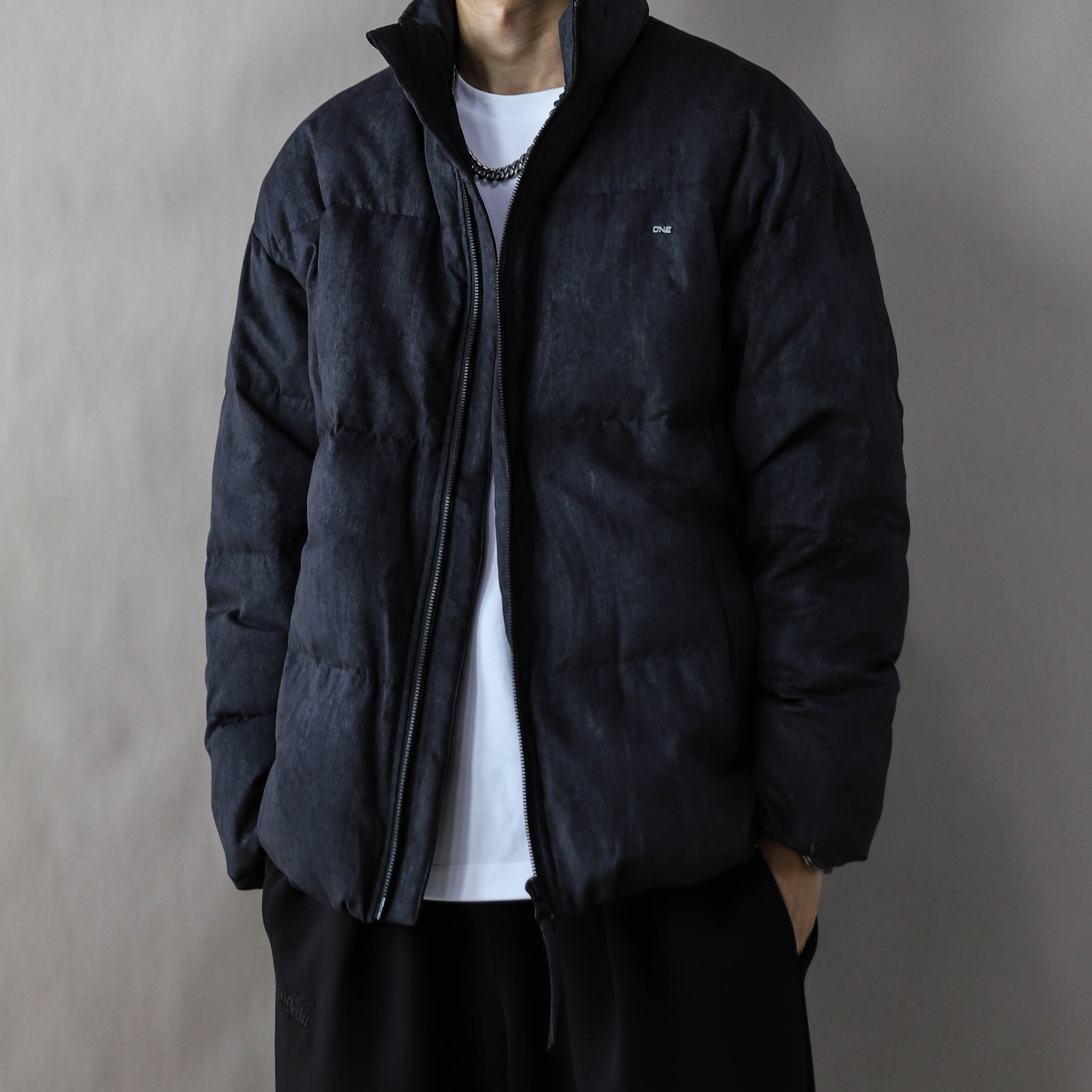 90绒羽绒服男短款立领加厚保暖外套冬季2025美式复古大码上衣黑色