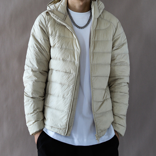 羽绒服男款美式排骨连帽冬季加厚保暖外套2025米色宽松上衣新款