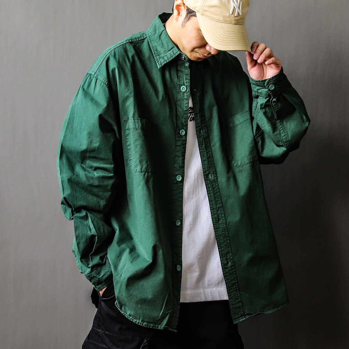 宽松百搭秋季纯色休闲长袖衬衫