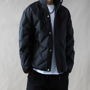 90白鸭绒羽绒服男款冬季2025新款立领外套宽松大码加厚高品质黑色