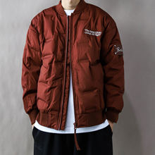 羽绒服男款冬季2025宽松加肥大码加厚保暖外套短款棒球服上衣红色