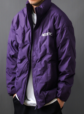 90白鸭绒羽绒服男大码男装冬季2024胖子紫色加大男士立领短款外套