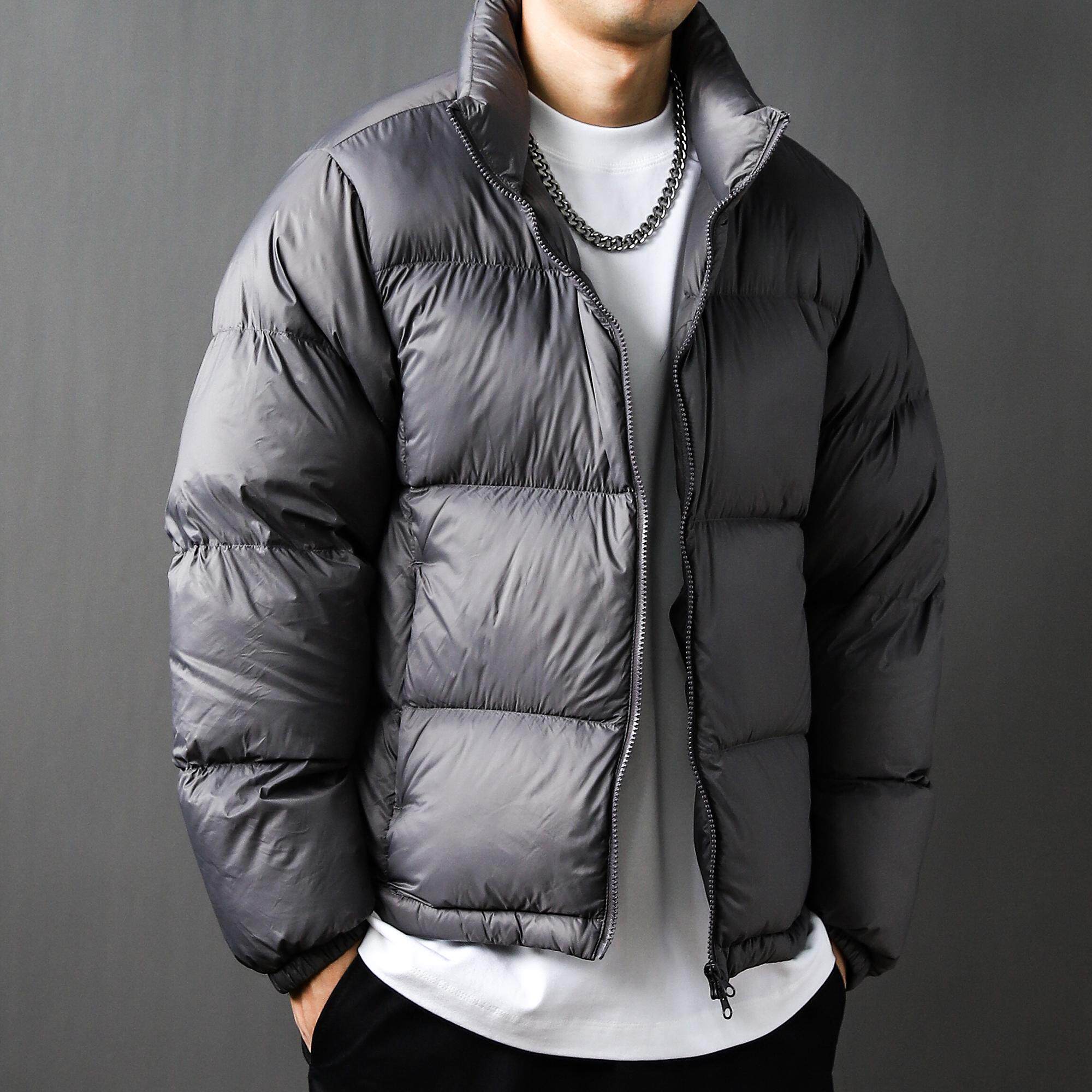 90白鸭绒亮面美式立领羽绒服