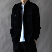 美式 高街翻领外套黑色工装 复古重磅衬衫 男春秋宽松休闲2025新款