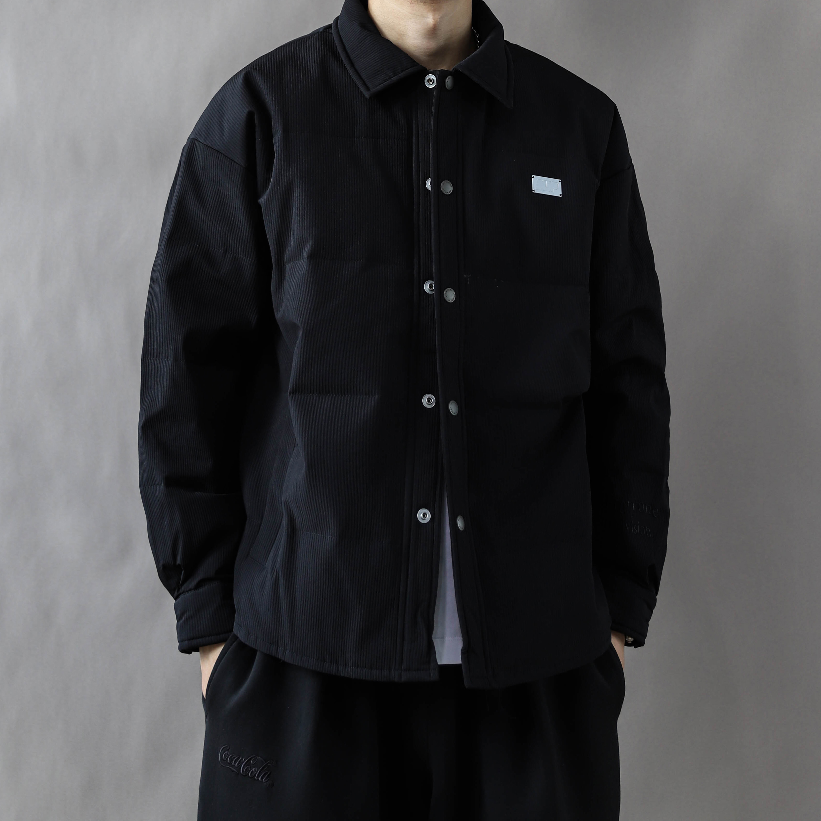 90绒羽绒服男重磅翻领保暖外套冬季2025美式复古加肥大码上衣黑色