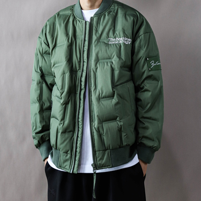 羽绒服男款冬季2025宽松加肥大码加厚保暖外套短款棒球服上衣绿色