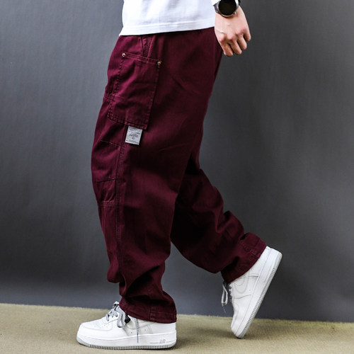 2025春秋新款美式复古水洗大口袋大码工装裤潮牌宽松直筒中腰长裤
