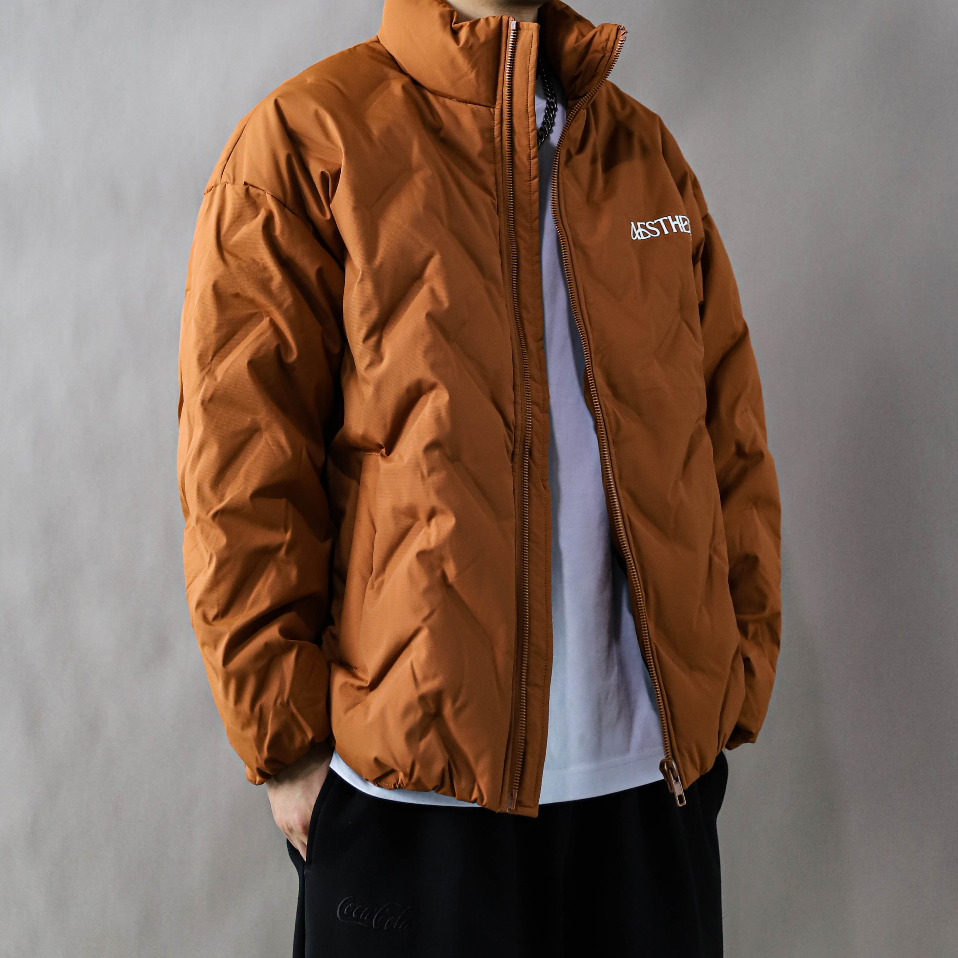 90绒羽绒服男短款立领轻薄保暖外套冬季2025美式复古大码上衣焦糖