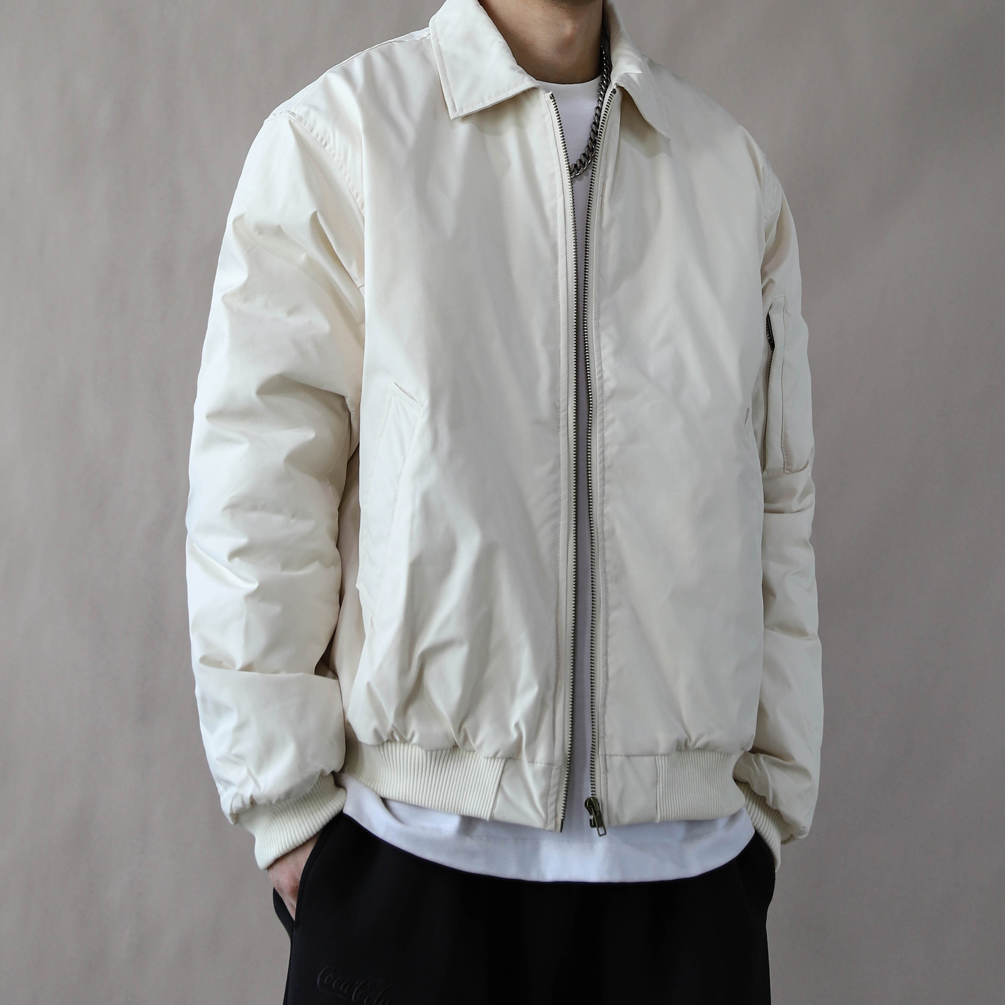 日系复古翻领棉衣男冬季宽松工装风米色外套青年保暖上衣2025棉服