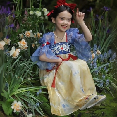 女童白雪公主裙夏装大唐宫廷风襦裙女孩生日礼服演出服汉服连衣裙