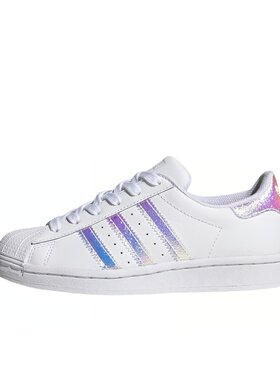adidas originals SUPERSTAR J镭射 渐变 耐磨低帮板鞋白粉紫