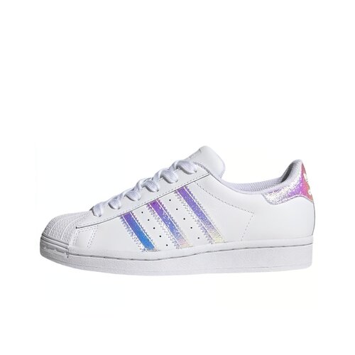 adidas originals SUPERSTAR J镭射 渐变 耐磨低帮板鞋白粉紫