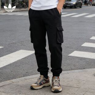 阿迪达斯正品跑步休闲耐脏舒适运动长裤 男款 黑色