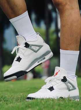 耐克Jordan AJ4水泥时尚百搭减震防滑中帮复古篮球鞋 FV5029-100