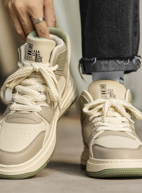 aj高帮男鞋秋季韩版百搭休闲板鞋青少年中帮运动增高小白莆田潮鞋
