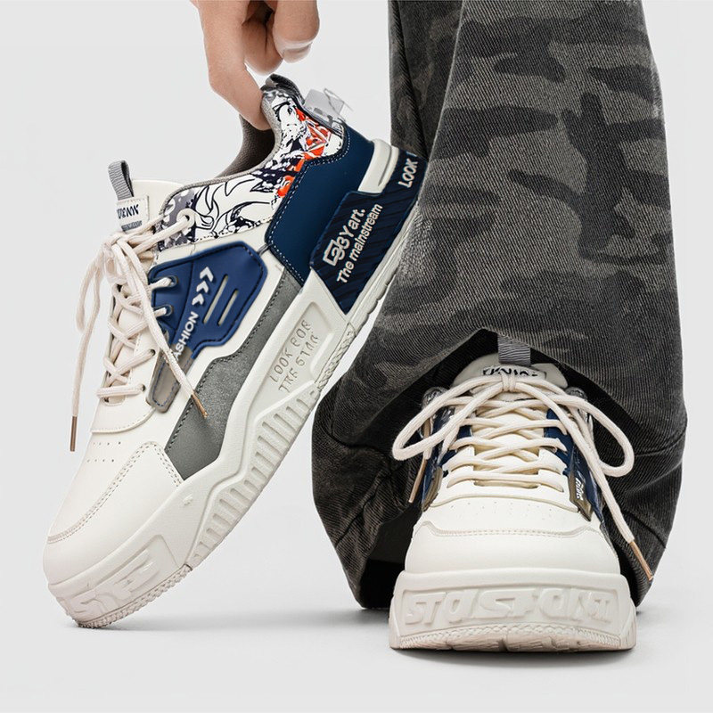 网红爆款男鞋春季2026新款潮牌百搭休闲小众板鞋运动厚底小白潮鞋,流行男鞋,单鞋,淘宝优惠券,粉丝福利购,淘宝优惠卷